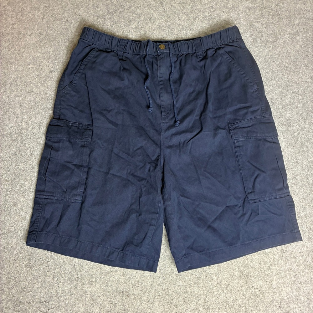 Boulder Creek Cargo Shorts Mens XL Tall Navy Blue Elastic Waist Utility Outdoor